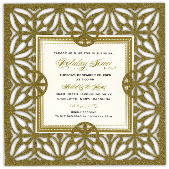 Gold Glittered Die-cut Frame Invitations